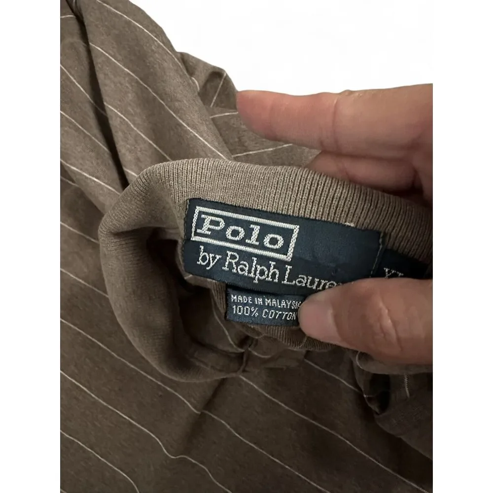Polo Ralph Lauren Men's Brown Striped Long Sleeve Shirt‎ Size XL